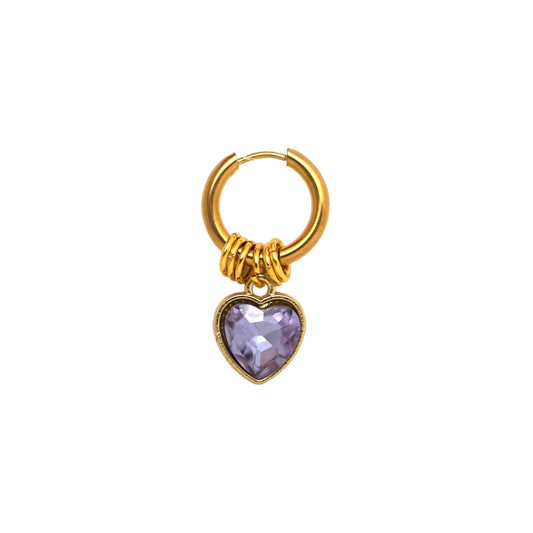 ORECCHINO CRYSTAL HEART PURPLE